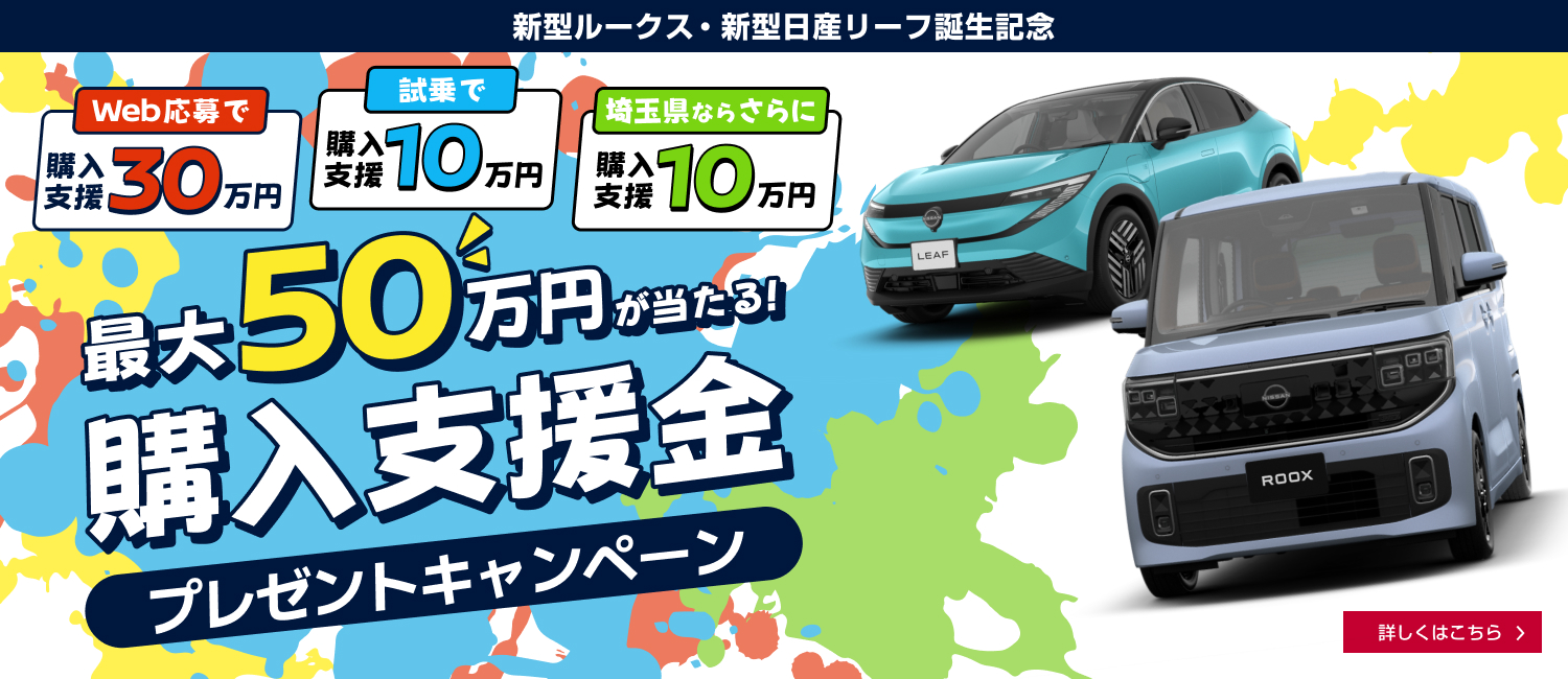 新型ルークス・新型日産リーフ誕生記念 購入支援金プレゼントキャンペーン